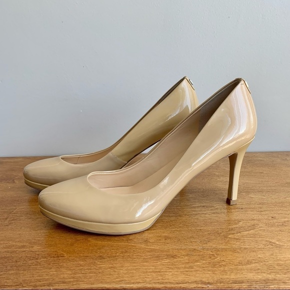 Ivanka TRUMP Nude Neutral Platform Stiletto Heel Leather Patent Pump - Picture 2 of 16